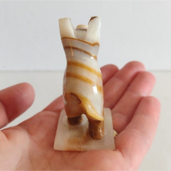 Vintage Carved Onyx Stone Standing Pig Figurine Sculpture Miniature - Picture 2 of 7